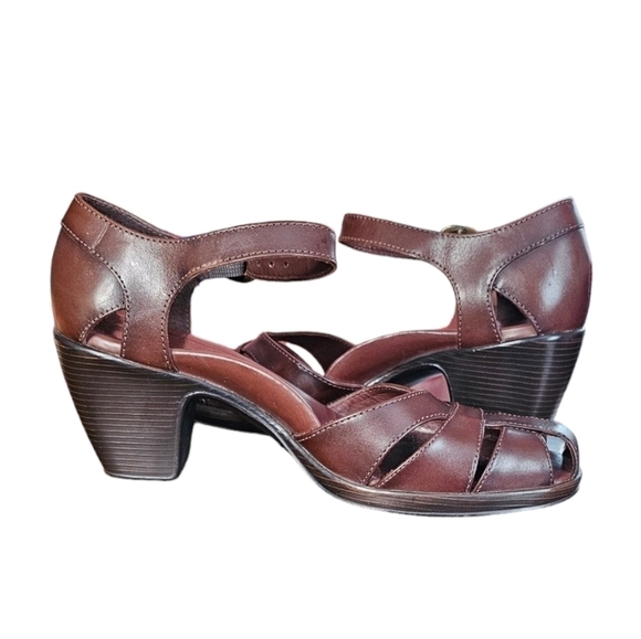 Dansko Leather Mules closed back ankle strap heel brown sandals EU38 US 7.5-8 - Picture 1 of 14